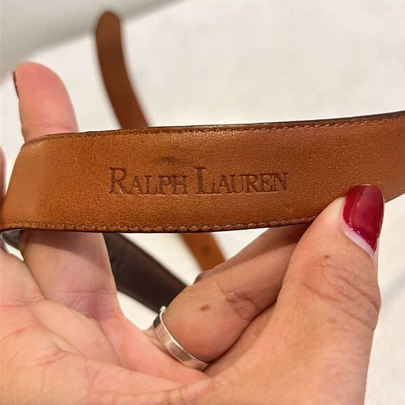 Ralph Lauren Brown Leather Belt Boys L Gold Buckle Church Uniform Animal Print - Picture 9 of 13